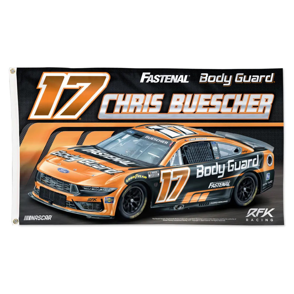 Chris Buescher 2026 Fastenal #17 Car 3x5 Flag