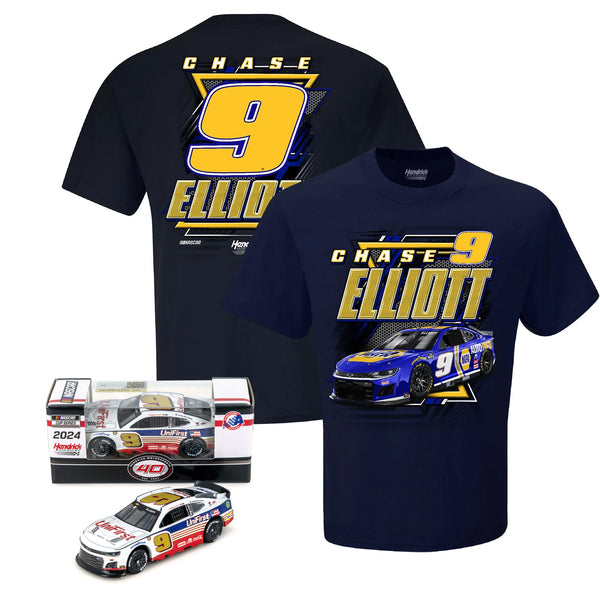 Chase Elliott NAPA Racing Car T-Shirt and 2024 Darlington Throwback 1:64 Diecast Car BUNDLE PRICED