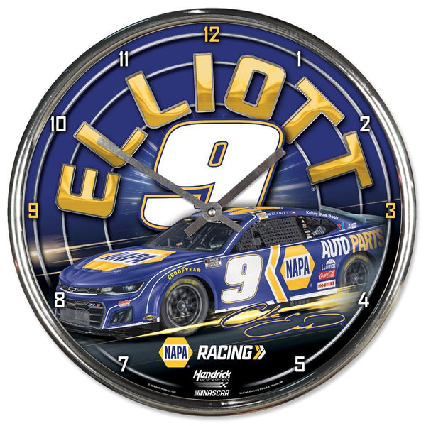 Chase Elliott 2024 NAPA #9 Chrome Wall Clock NASCAR