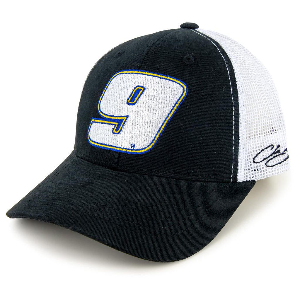 Chase Elliott 2025 Black #9 Mesh NASCAR Hat Black/White
