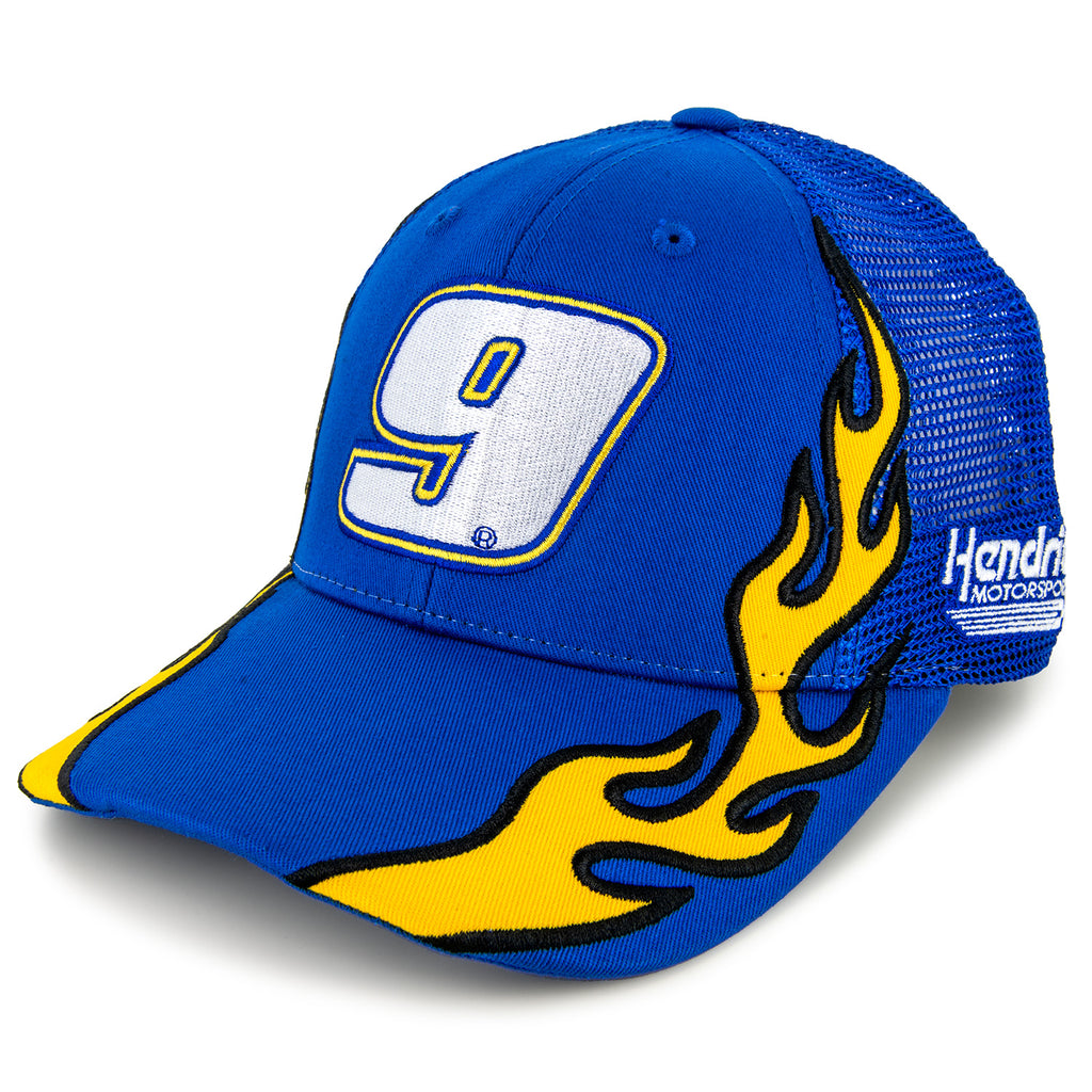 Chase Elliott 2025 Flame #9 Mesh Hat Blue NASCAR