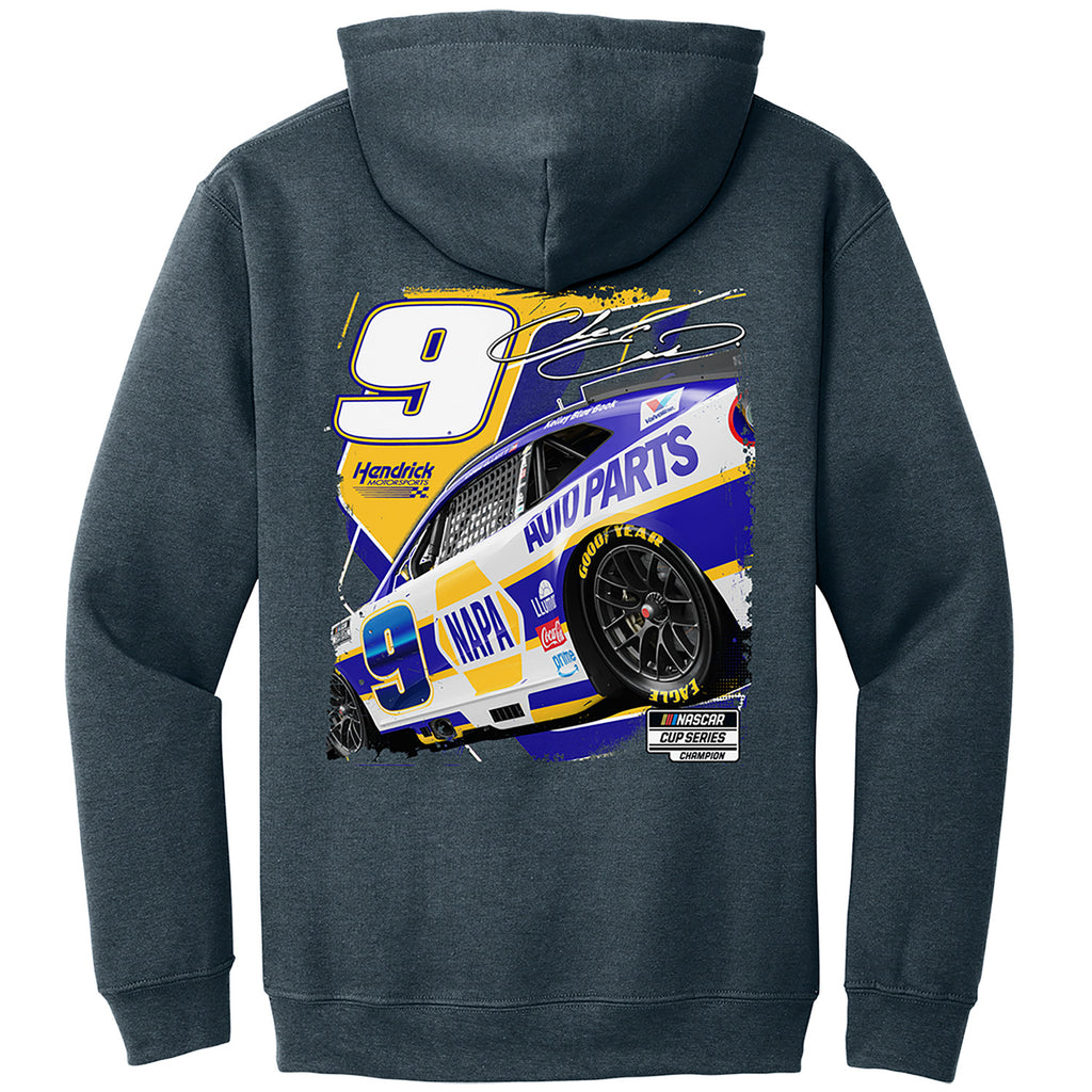 Chase Elliott 2026 NAPA Flash Heather Gray 2-Spot Hoodie Outerwear Sweatshirt #9 NASCAR