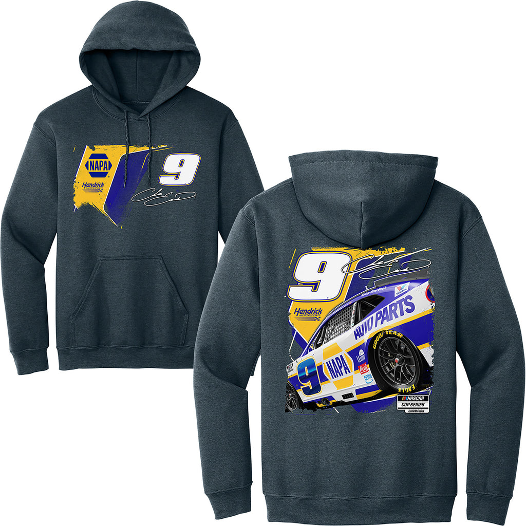 Chase Elliott 2026 NAPA Flash Heather Gray 2-Spot Hoodie Outerwear Sweatshirt #9 NASCAR