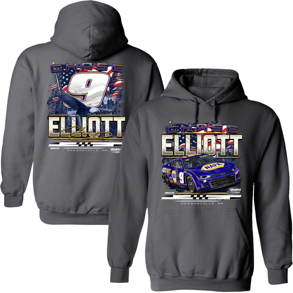 Chase Elliott 2025 NAPA Patriotic Hoodie 2-Spot Hoodie Outerwear Sweatshirt Gray #9 NASCAR