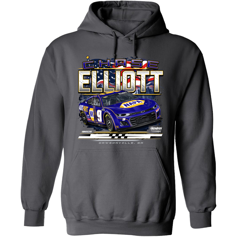 Chase Elliott 2025 NAPA Patriotic Hoodie 2-Spot Hoodie Outerwear Sweatshirt Gray #9 NASCAR