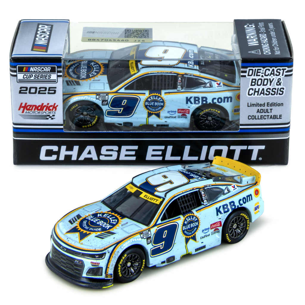 Chase Elliott Kansas Race Win 1:64 Standard 2025 Diecast Chassis Car #9 Kelley Blue Book NASCAR