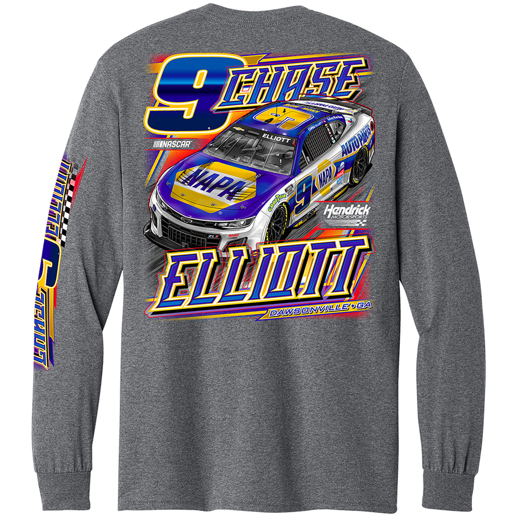 Chase Elliott 2026 Long Sleeve NAPA Graphite 3-Spot T-Shirt Gray #9 NASCAR