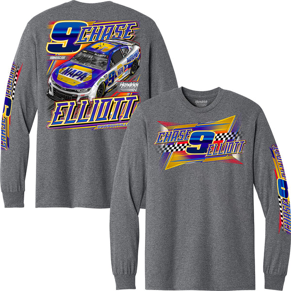 Chase Elliott 2026 Long Sleeve NAPA Graphite 3-Spot T-Shirt Gray #9 NASCAR