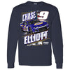 Chase Elliott 2024 Long Sleeve Patriotic #9 Car T-Shirt Blue NASCAR NAPA