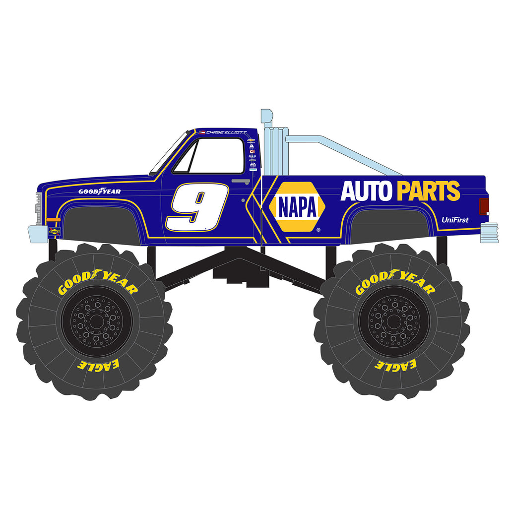 Chase Elliott 2025 NAPA Hendrick Motorsports Tribute Edition 1:64 Standard 1984 Chevrolet C-20 Monster Truck Diecast #9