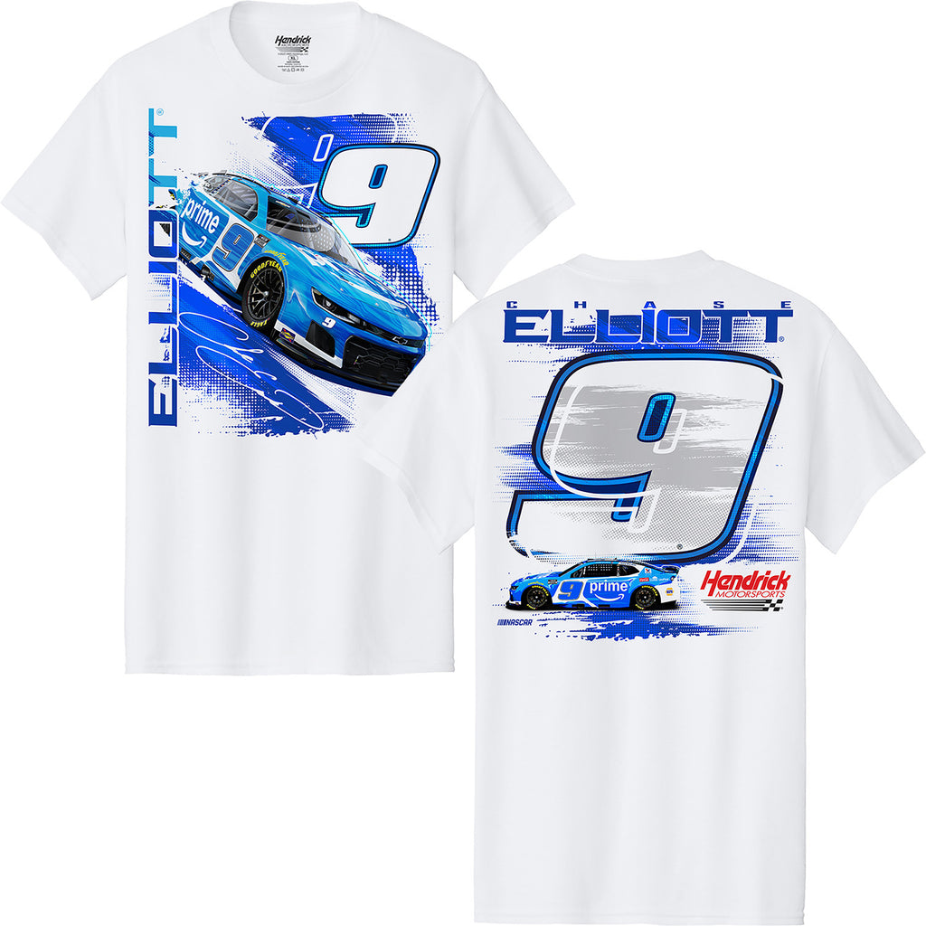 Chase Elliott 2025 Amazon Prime Car T-Shirt White #9 NASCAR