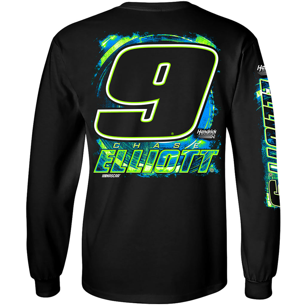 Chase Elliott 2025 Long Sleeve Radial 3-Spot T-Shirt Black #9 NASCAR
