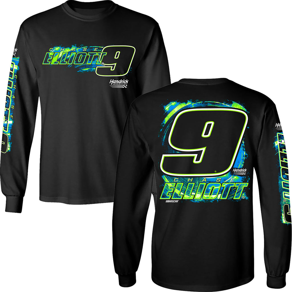 Chase Elliott 2025 Long Sleeve Radial 3-Spot T-Shirt Black #9 NASCAR