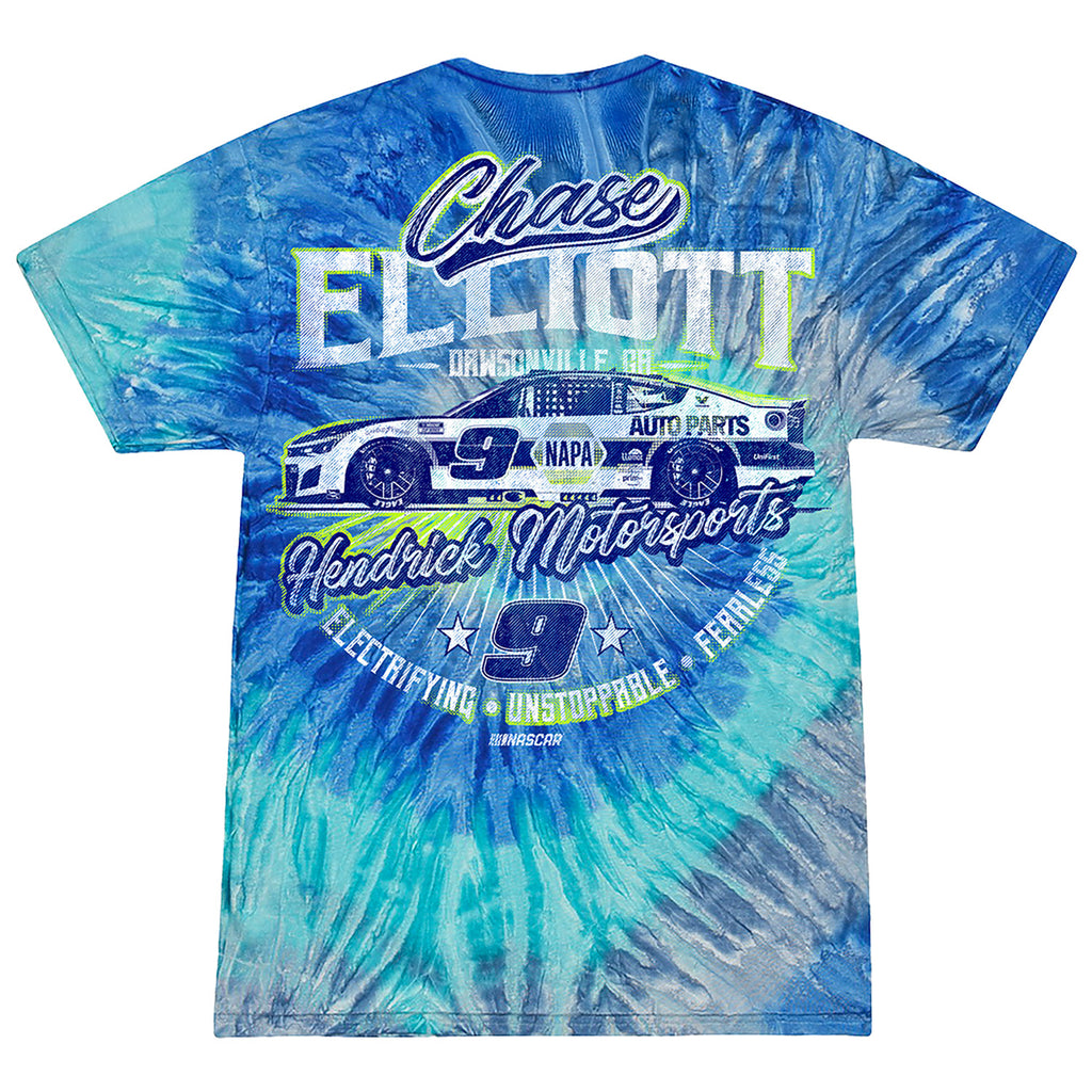 Chase Elliott 2026 NAPA Blue Tie Dye 2-Spot T-Shirt #9 NASCAR
