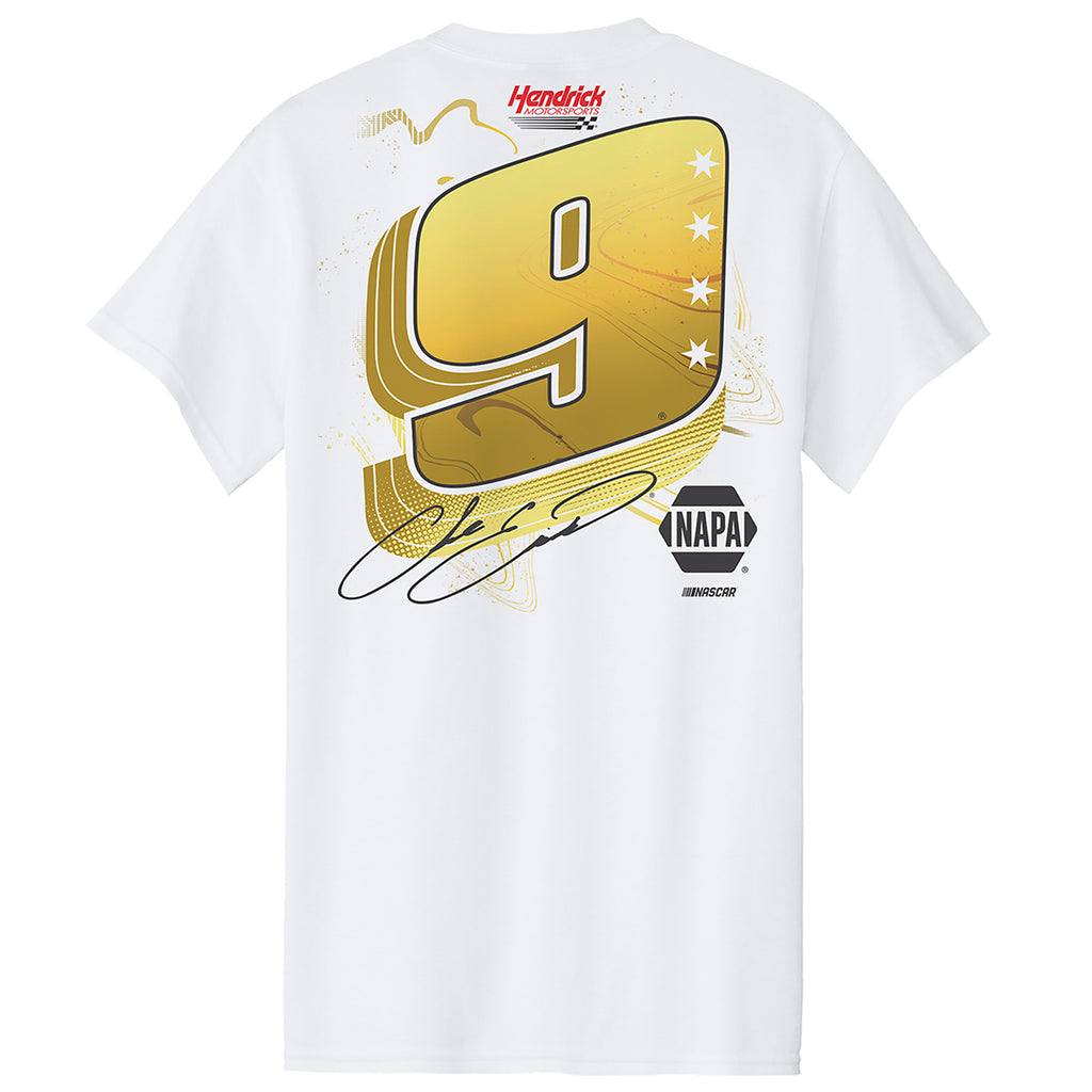 Chase Elliott 2025 NAPA Gold Filters 2-Spot T-Shirt White #9 NASCAR