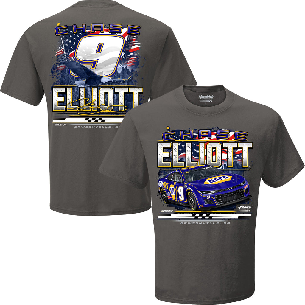 Chase Elliott 2025 NAPA Patriotic Eagle 2-Spot T-Shirt Gray #9 NASCAR
