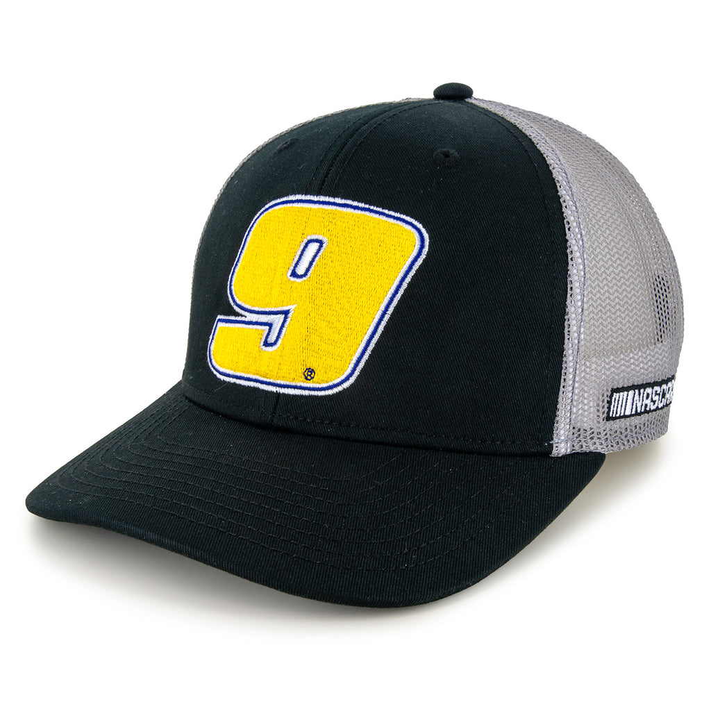 Chase Elliott 2026 Big Number #9 Mesh NASCAR Hat The Game Black/Gray