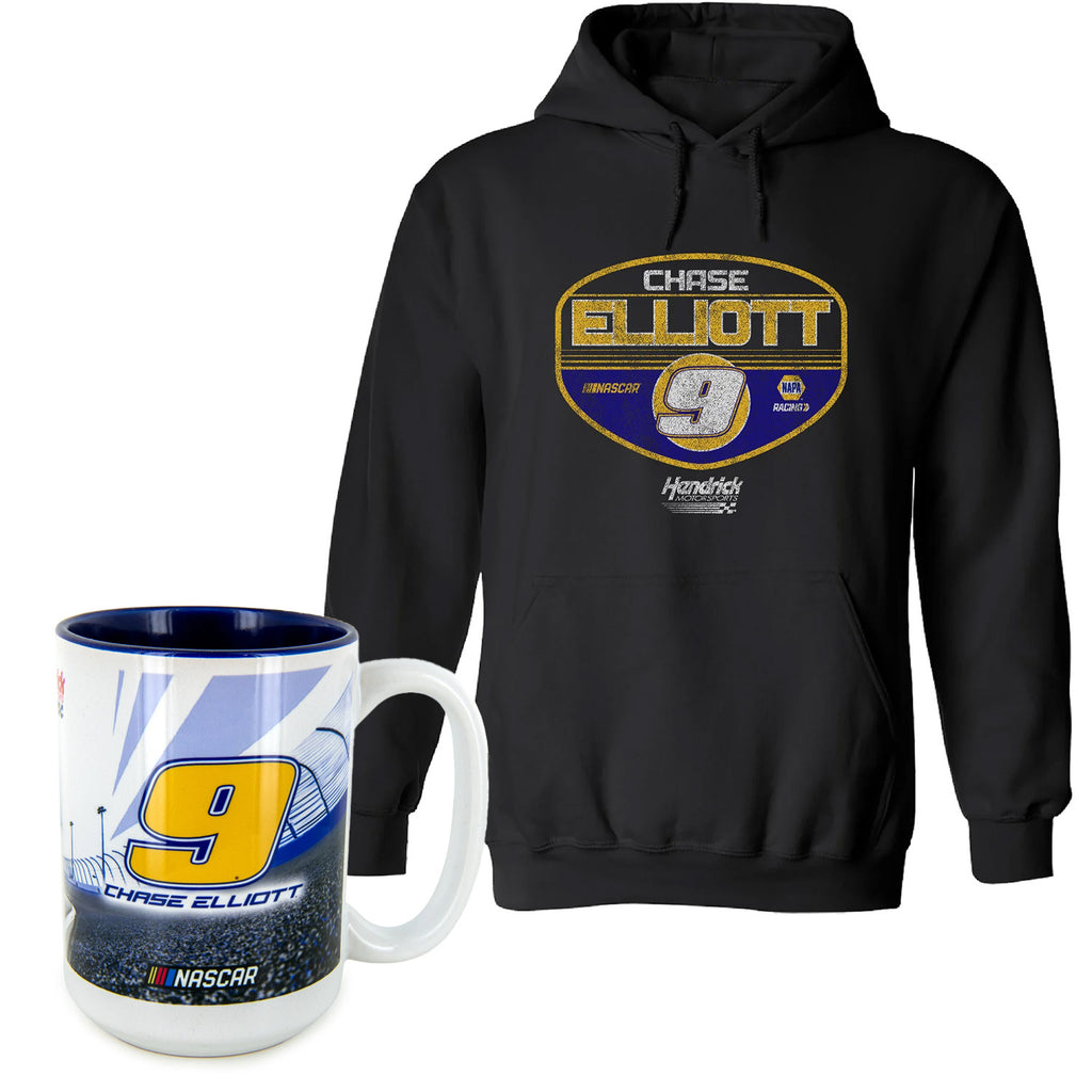 Chase Elliott NAPA #9 Shield Hoodie and Deluxe 15oz Coffee Mug BUNDLE PRICED