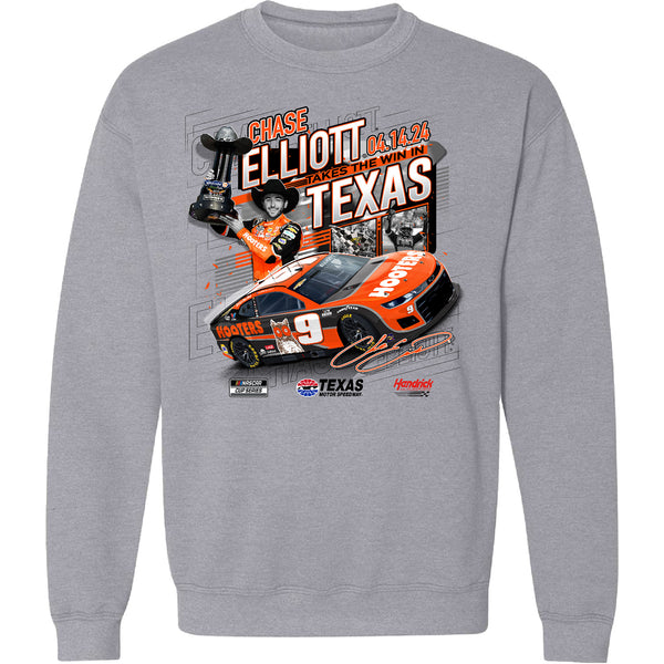 Chase Elliott 2024 Texas Race Win Crewneck Sweatshirt Hooters #9 NASCAR