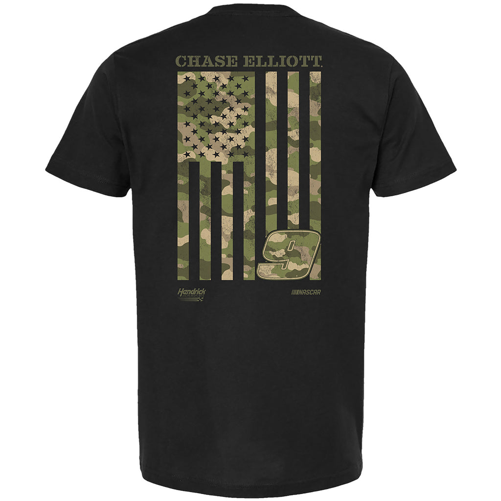 Chase Elliott 2026 Camo Patriotic 2-Spot Classic Ink T-Shirt Black