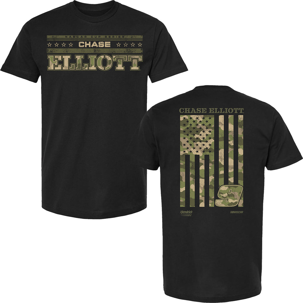 Chase Elliott 2026 Camo Patriotic 2-Spot Classic Ink T-Shirt Black