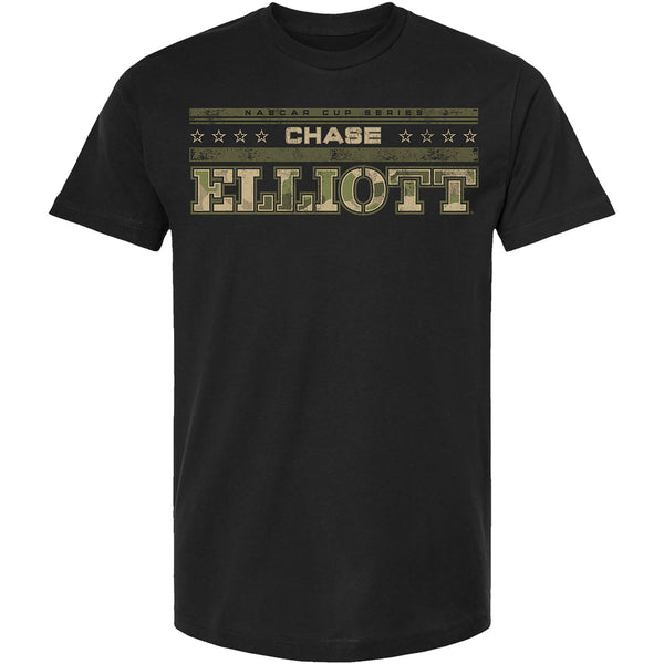 Chase Elliott 2026 Camo Patriotic 2-Spot Classic Ink T-Shirt Black