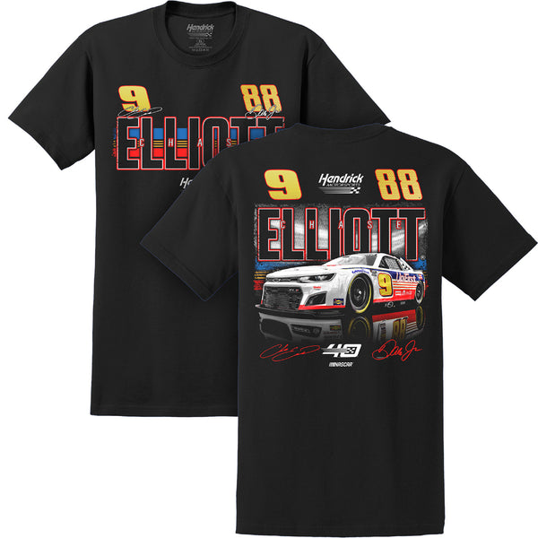 Chase Elliott / Dale Earnhardt Jr 2024 Darlington Reflection T-Shirt Black #9 Unifirst #88 NASCAR