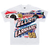 Chase Elliott / Dale Earnhardt Jr 2024 Darlington Total Print White T-Shirt #9 Unifirst #88 National Guard NASCAR