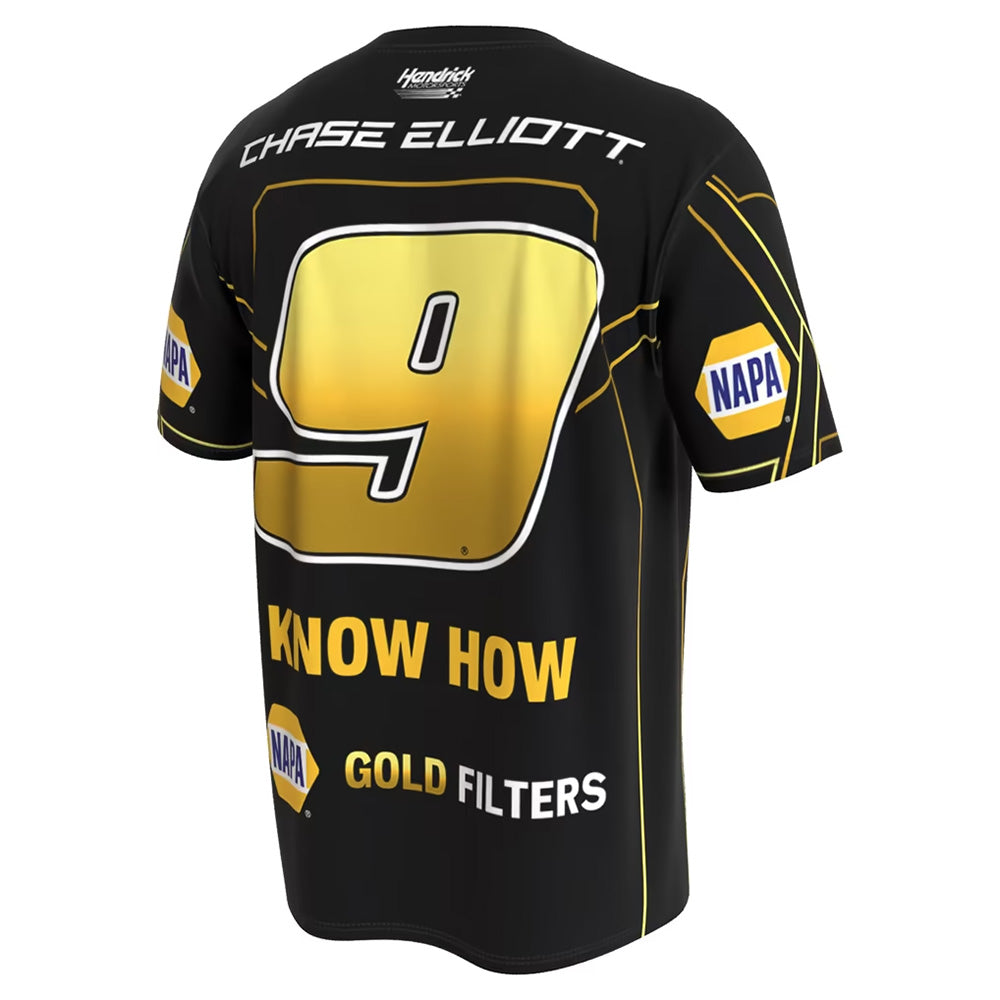 Chase Elliott 2026 NAPA Gold Filters Black 4-Spot ProSphere T-Shirt #9 NASCAR