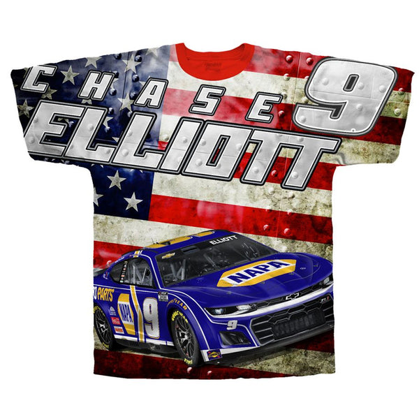 Chase Elliott 2024 NAPA Sublimated Patriotic Total Print T-Shirt #9 NASCAR