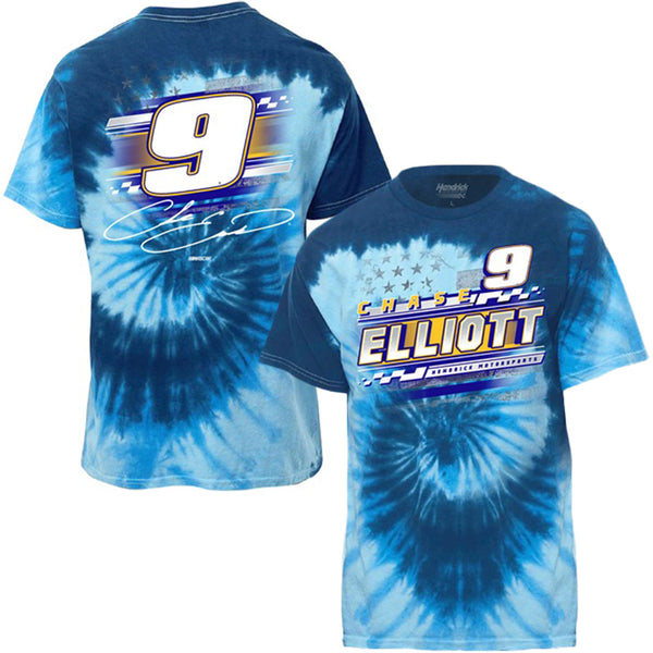 Chase Elliott 2024 Tie Dye #9 Patriotic T-Shirt Blue NASCAR