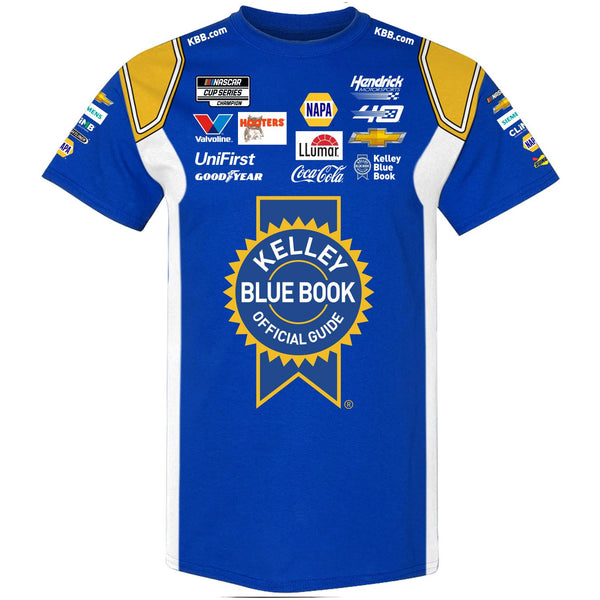Chase Elliott 2024 Kelley Blue Book Sublimated Uniform Pit Crew T-Shirt Preorder - Currently Projected March