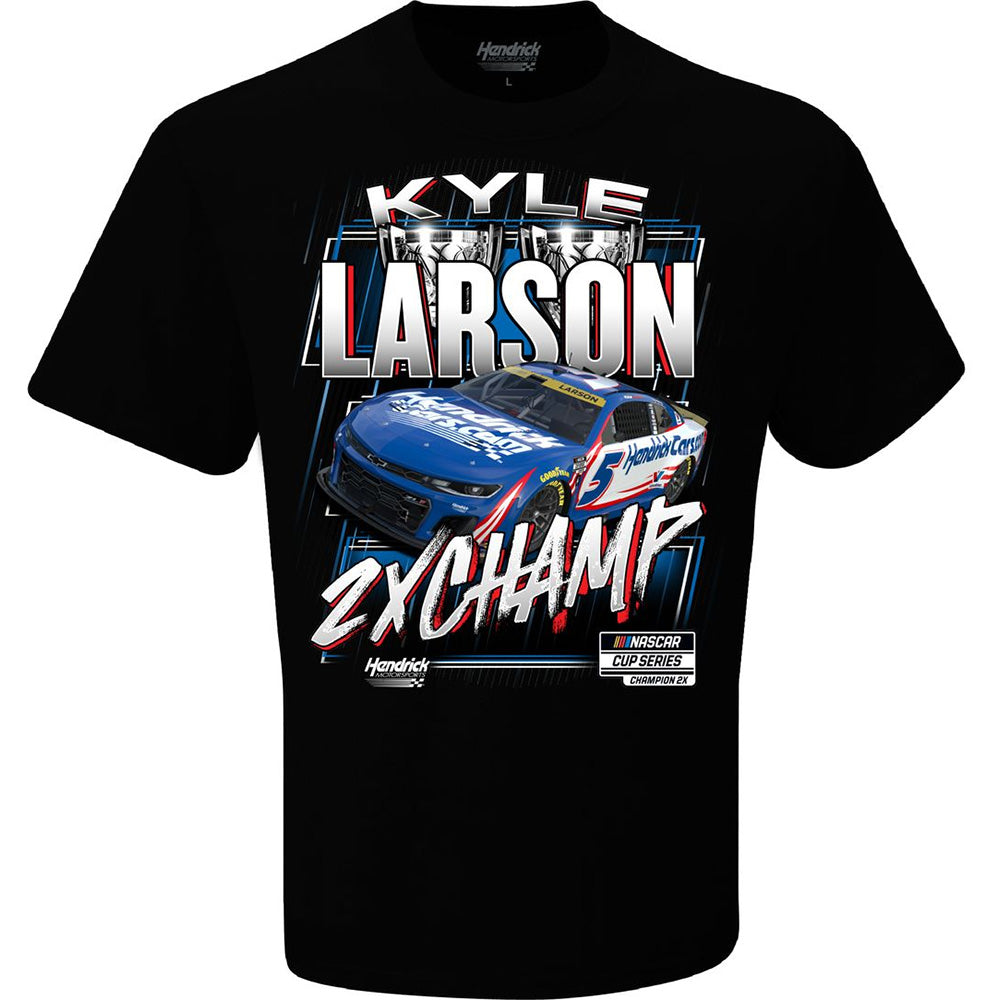 Kyle Larson 2025 NASCAR Cup Series Champion Trophy 2-Spot T-Shirt Black