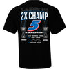 Kyle Larson 2025 NASCAR Cup Series Champion Stats T-Shirt Black