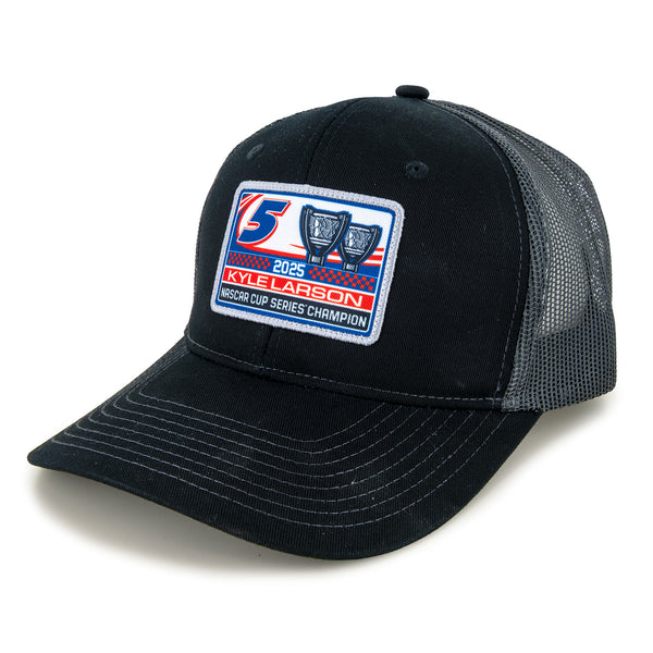 Kyle Larson 2025 NASCAR Cup Series Champion Mesh Patch Snapback Hat Black/Gray
