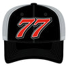 Carson Hocevar 2026 Big Number #77 Mesh NASCAR Hat Exclusive Black/Gray 
