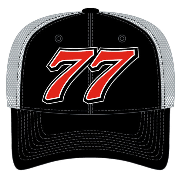 Carson Hocevar 2026 Big Number #77 Mesh NASCAR Hat Exclusive Black/Gray 