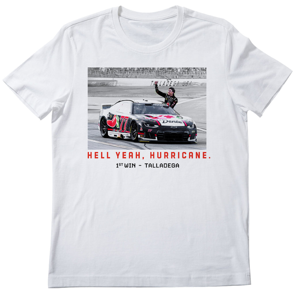 Carson Hocevar 2026 Hell Yeah Hurricane 1st Cup Win Classic Ink T-Shirt White