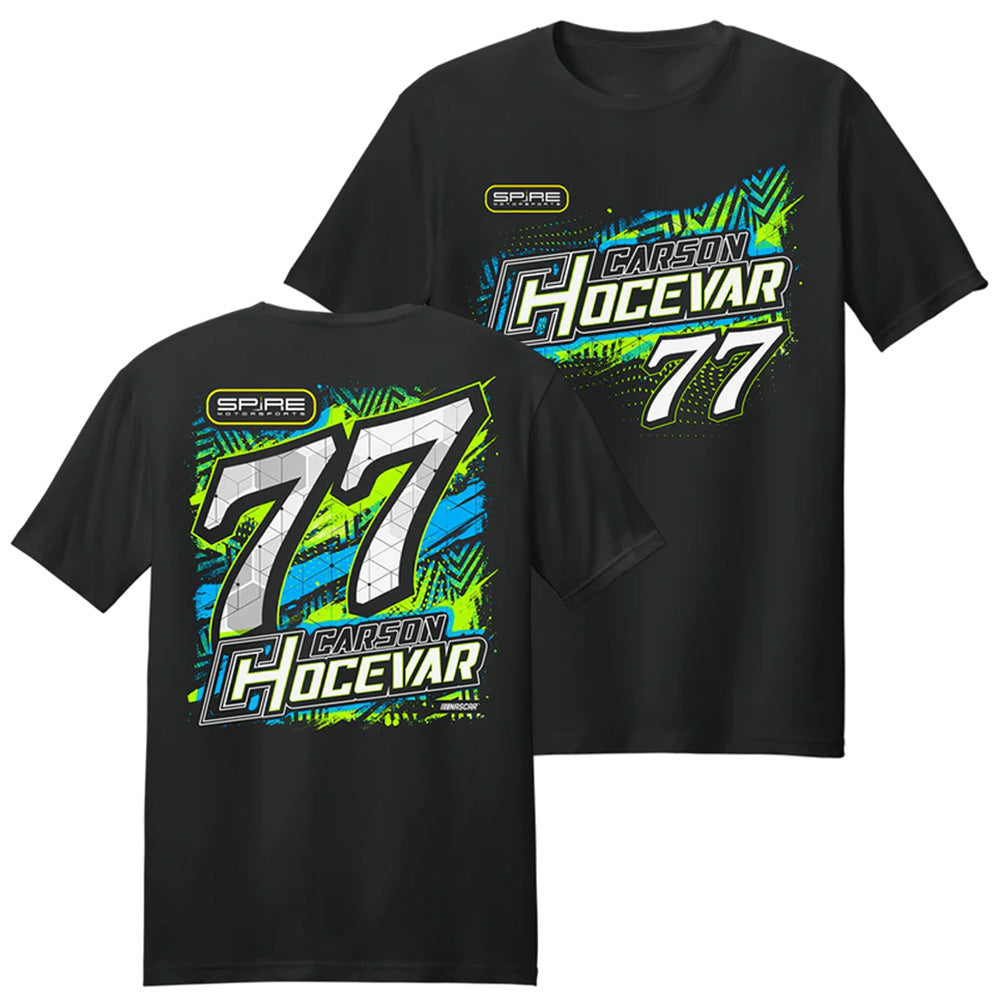 Carson Hocevar 2026 Lifestyle #77 2-Spot Classic Ink T-Shirt Black NASCAR