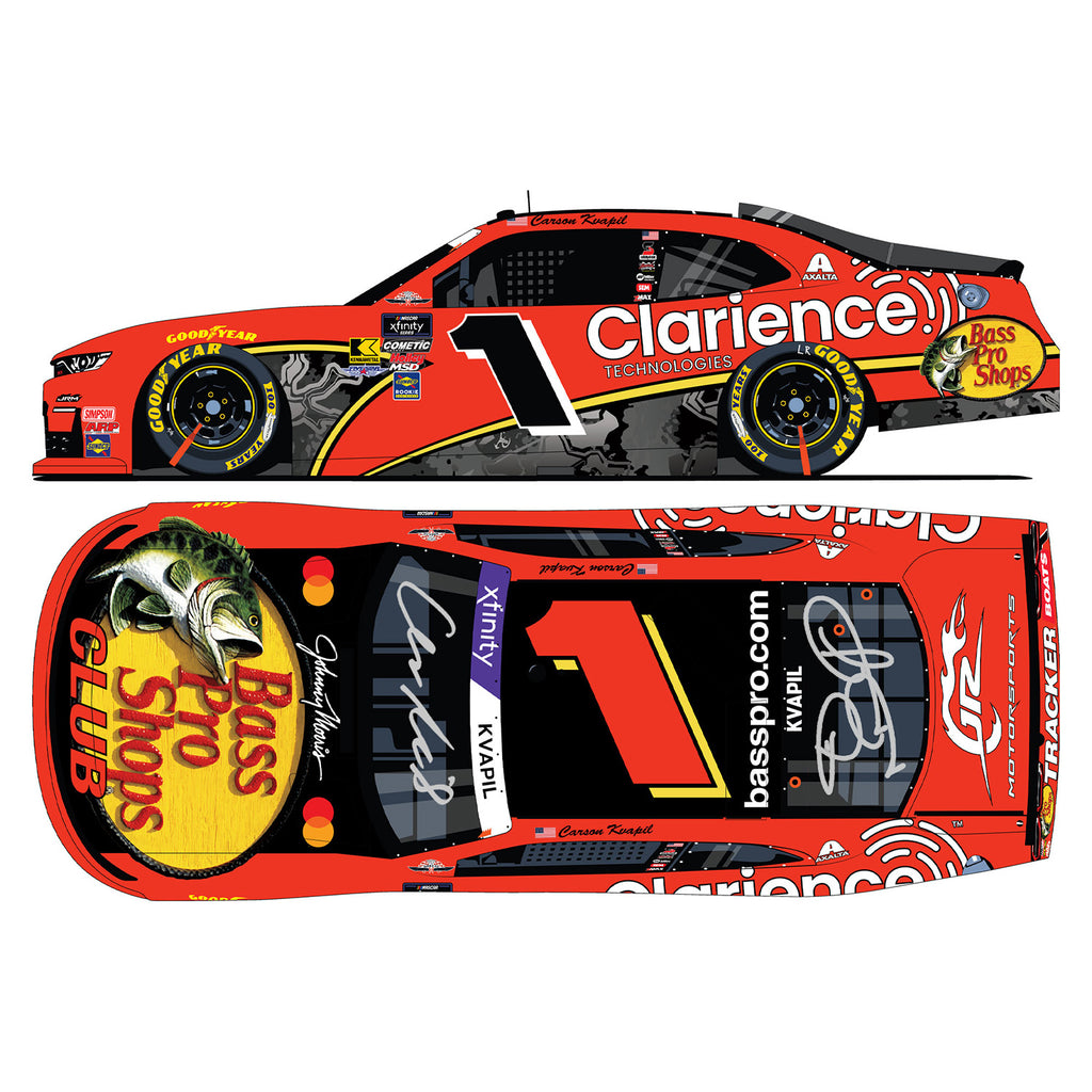 Carson Kvapil / Jamie McMurray Dual Autographed Darlington Throwback to 2010 Jamie McMurray 1:24 Standard 2025 Diecast Car #1 Bass Pro Shops NASCAR