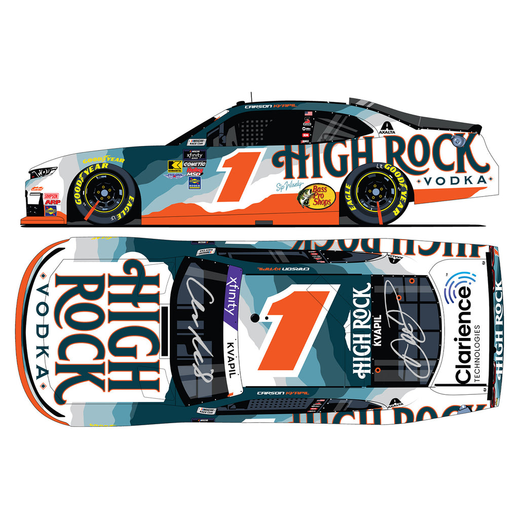 Carson Kvapil / Dale Earnhardt Jr Dual Autographed High Rock Vodka Xfinity Series 1:24 Standard 2025 Diecast Car #1 NASCAR