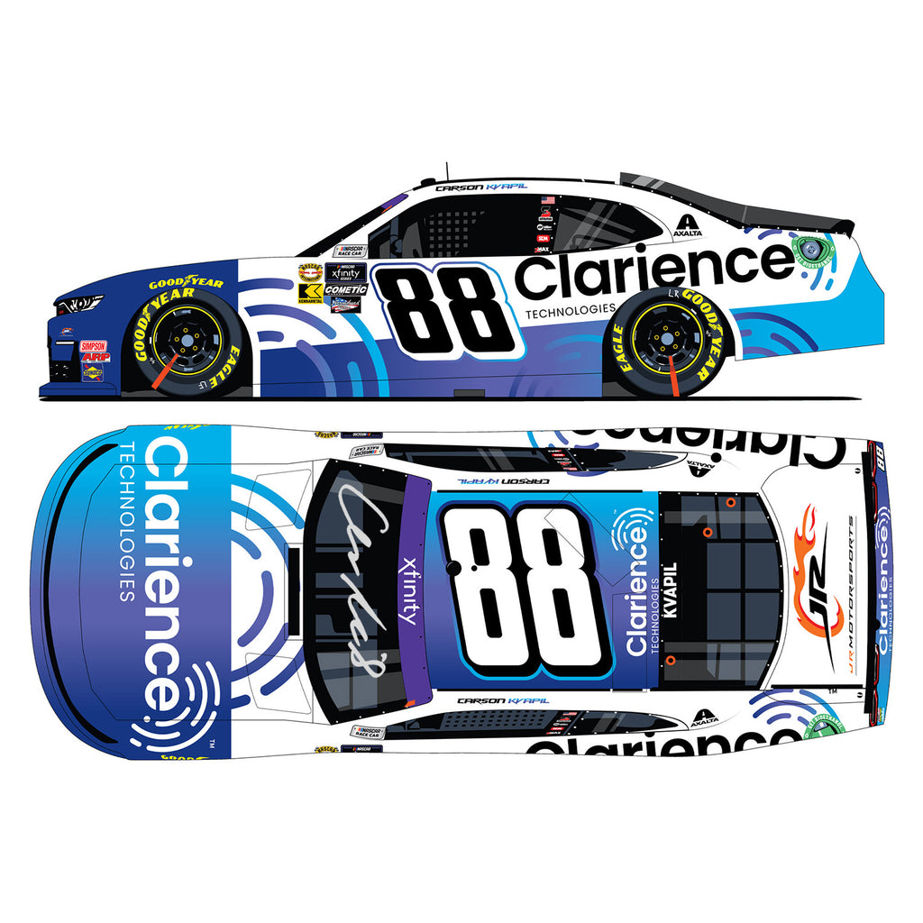 Carson Kvapil Autographed Clarience Technologies Xfinity Series 1:24 Standard 2024 Diecast Car #88 NASCAR
