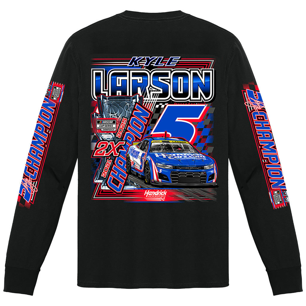 Kyle Larson 2025 Long Sleeve NASCAR Cup Series Champion Blast 4-Spot T-Shirt