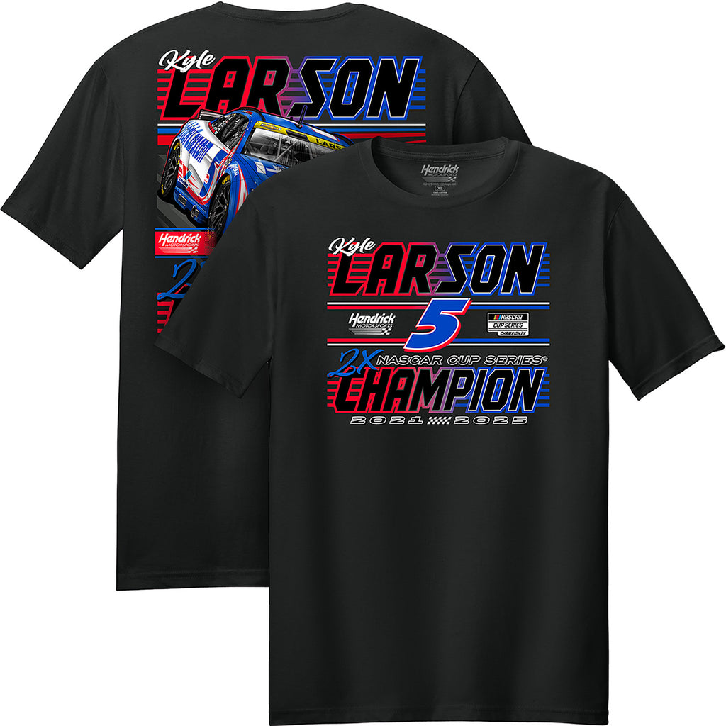 Kyle Larson 2025 NASCAR Cup Series Champion Xtreme 2-Spot T-Shirt Black