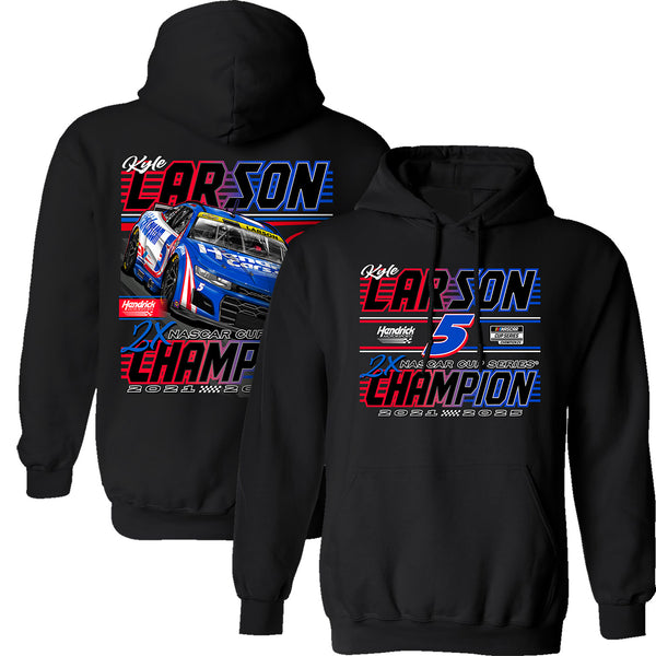 Kyle Larson 2025 NASCAR Cup Series Champion Xtreme 2-Spot Hoodie Outerwear Sweatshirt Black