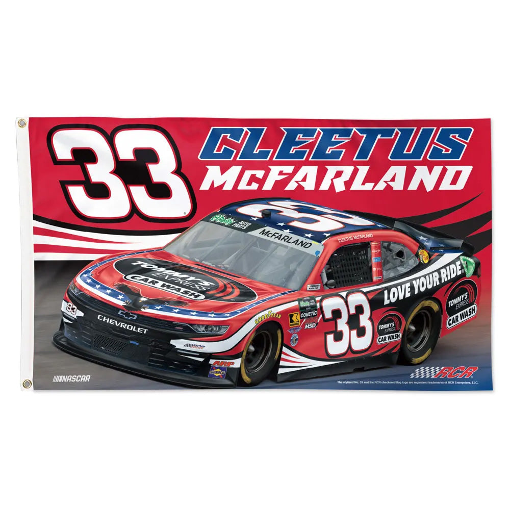 Cleetus McFarland 2026 Tommy's Express Car Wash #33 Car 3x5 Flag