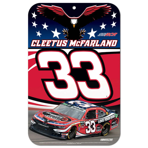 Cleetus McFarland 2026 Tommy's Express Car Wash #33 11x17 Plastic Sign