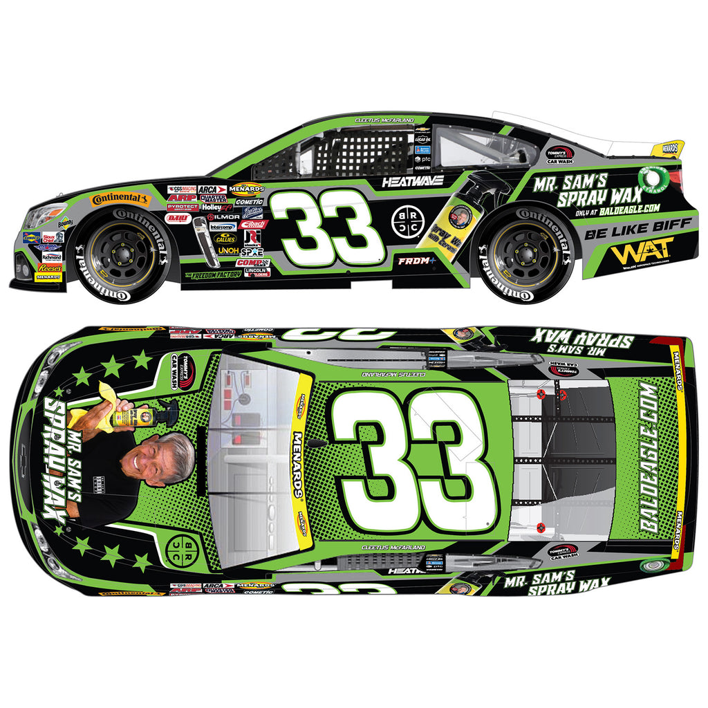 Cleetus McFarland Mr. Sam's Spray Wax ARCA Menards Series 1:64 2027 Diecast Car #33 NASCAR