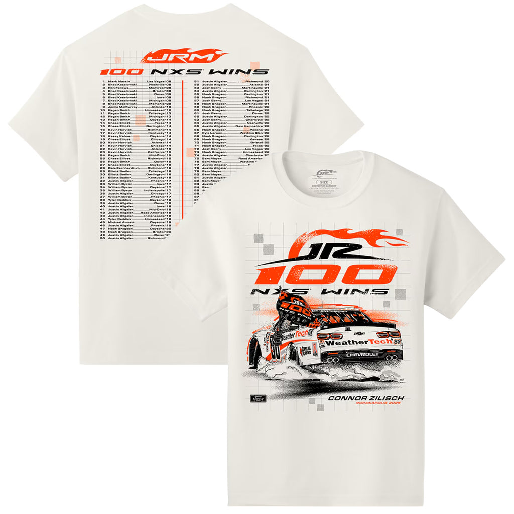 Connor Zilisch 2025 JR Motorsports Indy 100th Race Win T-Shirt