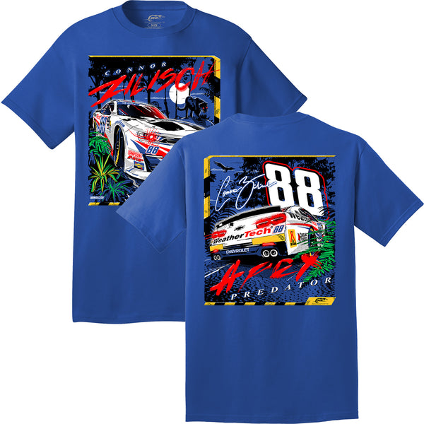 Connor Zilisch 2025 WeatherTech #88 Apex Predator 2-Spot T-Shirt Blue NASCAR